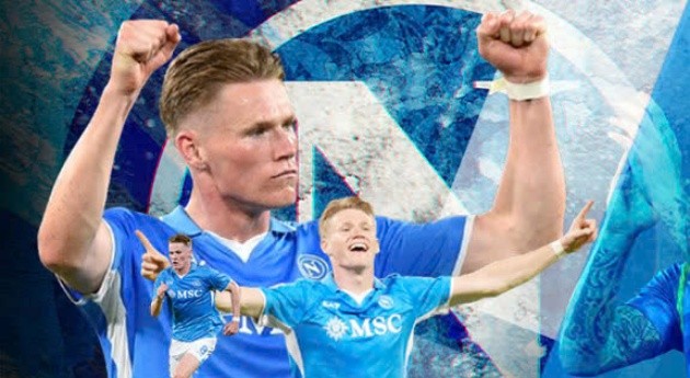 Hình ảnh McTominay ăn mừng bàn thắng trong màu áo Napoli, thể hiện sự thành công sau khi rời MU.