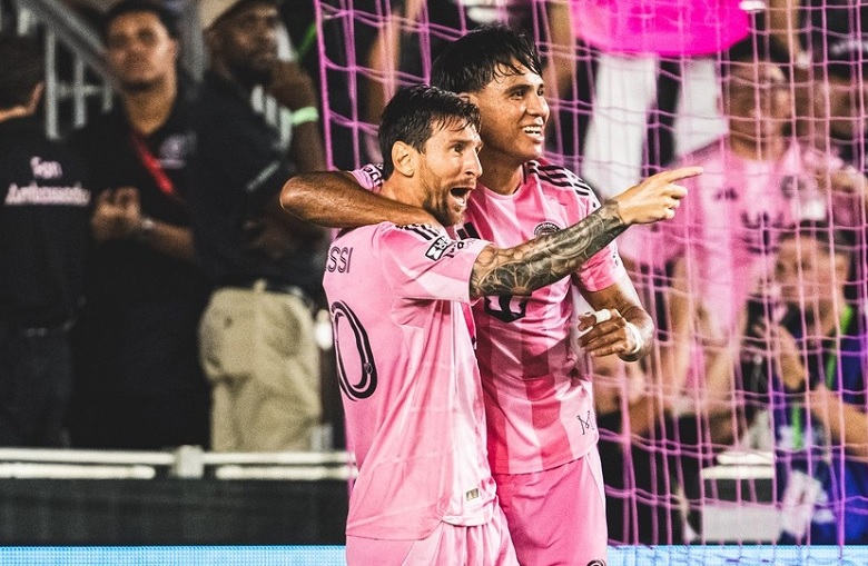 Niềm vui của Inter Miami sau bàn thắng ấn định chiến thắng 2-1 trước Atlas
