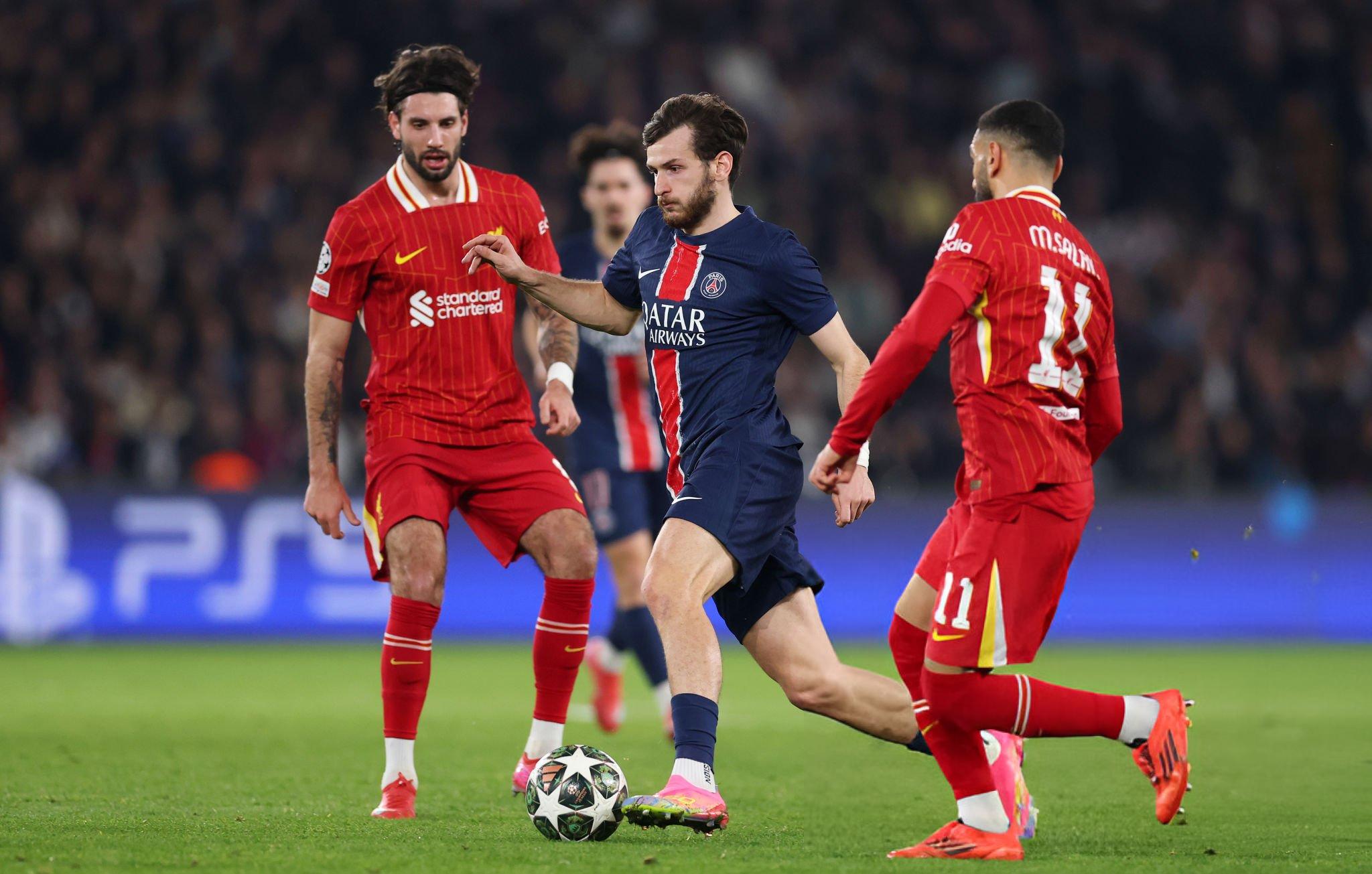 Hình ảnh quảng bá trận đấu lượt về vòng 1/8 Cúp C1 giữa Liverpool và PSG, nơi người hâm mộ có thể xem trực tiếp màn so tài đỉnh cao.