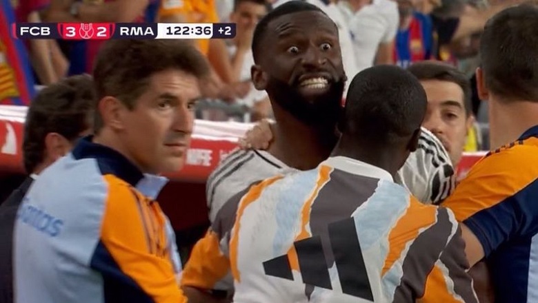 Antonio Rudiger bị phạt nặng vì hành vi ném vật thể trong trận chung kết Cúp Nhà Vua